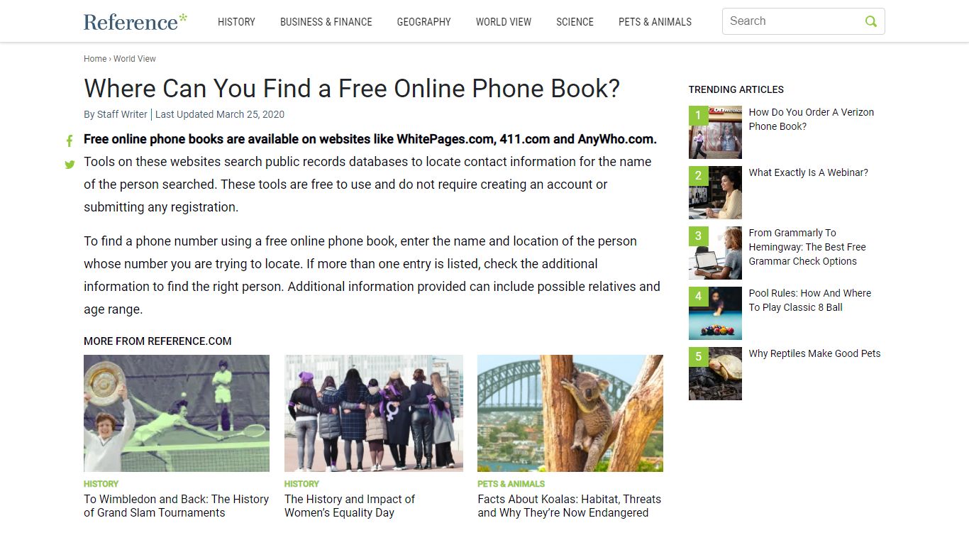 Where Can You Find a Free Online Phone Book? - Reference.com